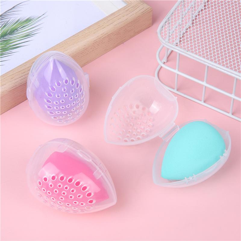 2pcs Egg-Shaped Makeup Sponge Holder-Transparent Pink Portable Travel Organizer with Ventilation Holes,Compact Bathroom Storage