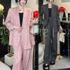 Autumn Plus-Size Women's Linen Suit: Wide-Leg Pants Two-Piece Korean Style