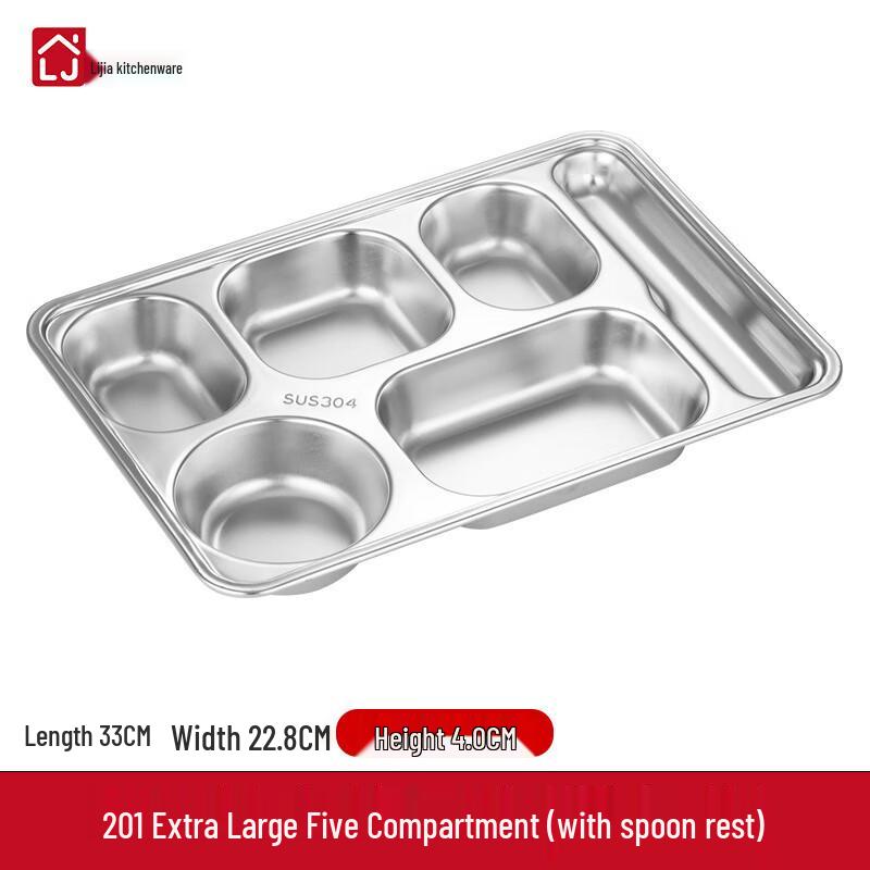 LIJIA FITMENT Stainless Steel Divided Cafeteria Tray