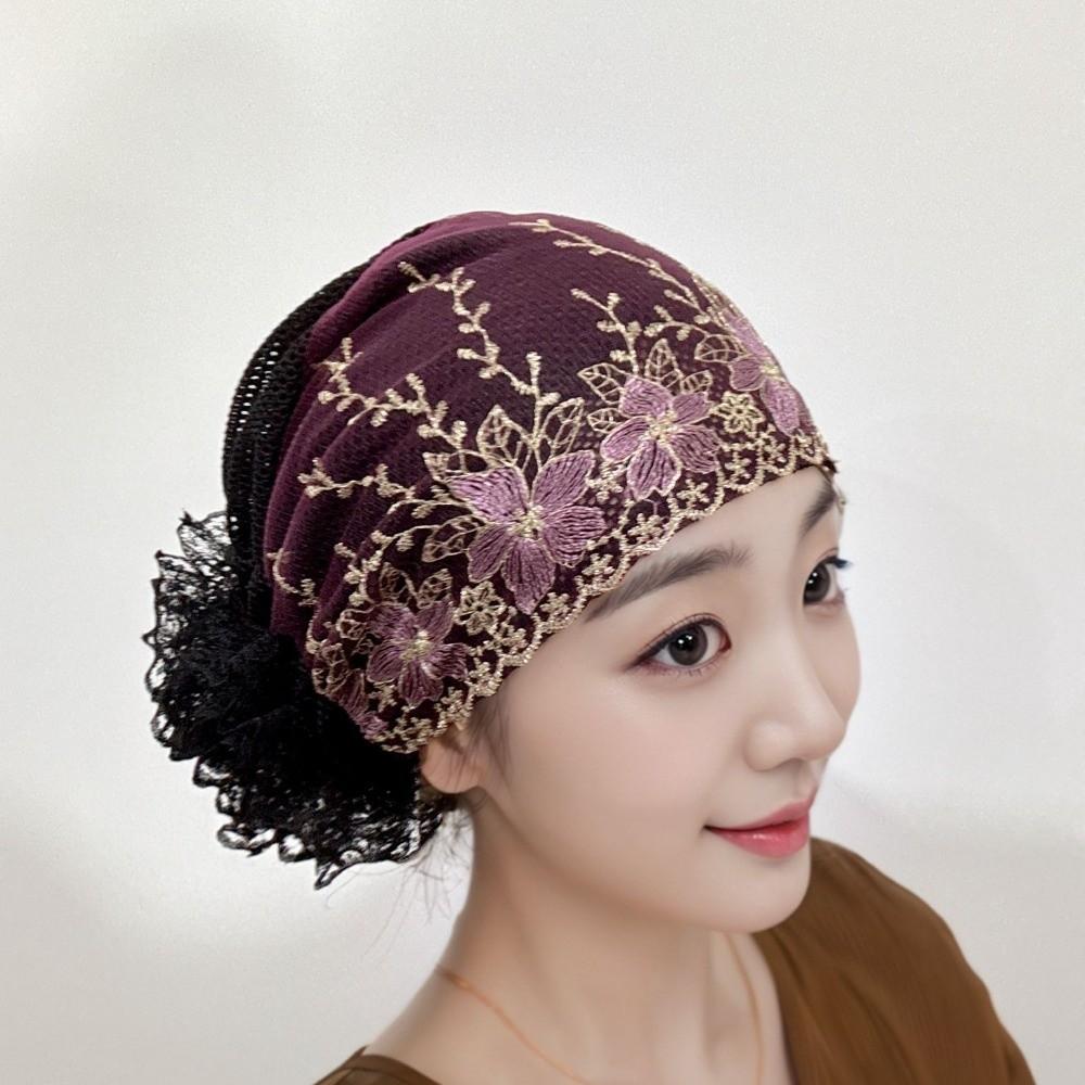 Soft Elastic Curly Hair Hat Breathable Elderly Beauty Cap Beauty Lace Curling Hat  All-match