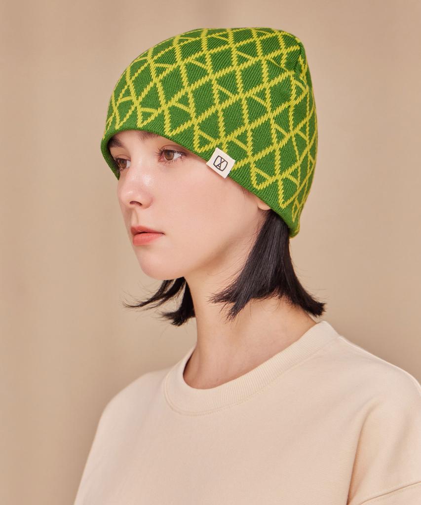 Bajal Va Pattern Jacquard Beanie Green