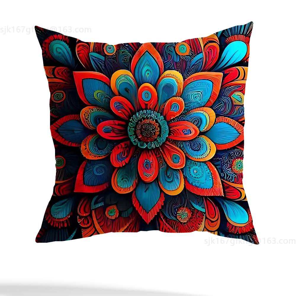 Flower Of Life Mandala Pillow Case Sofa Living Room Bedroom Headboard Backrest Cushion Square Cushion Nap Time