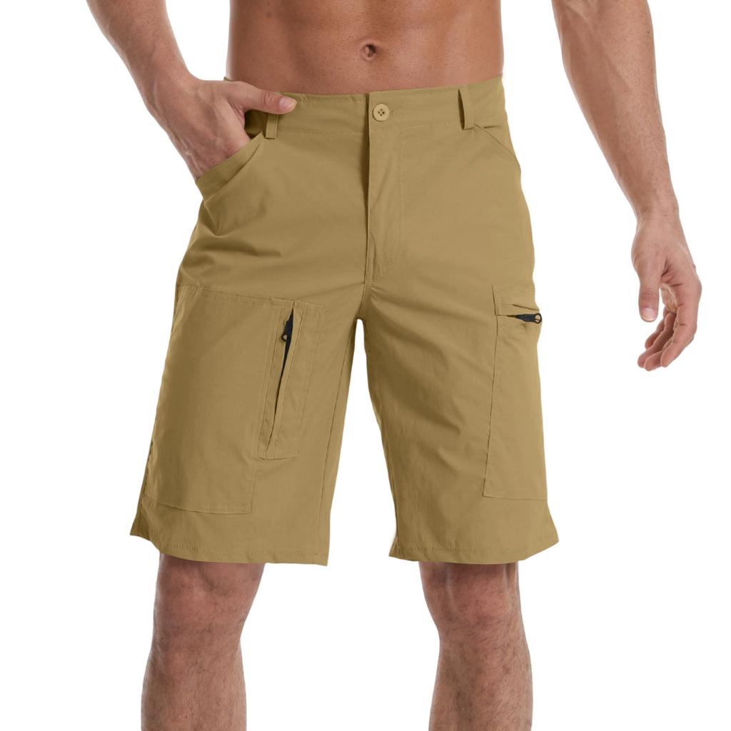 Men's Loose Fit Casual Lightweight Multi Pocket Cargo Straight Leg Hiking Quick Dry Shorts for Outdoor Activities