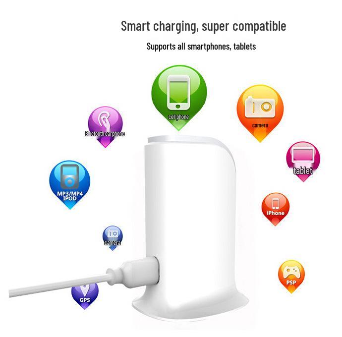 30W 6-Port USB Charger with Smart Distribution, 5V/6A, Sailboat Design