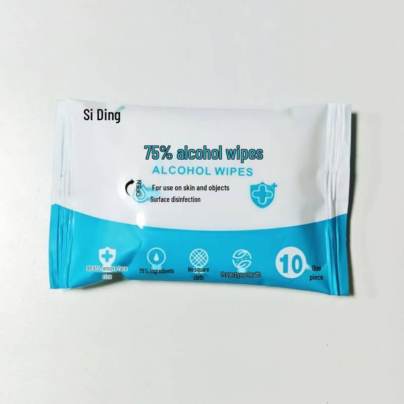 10-Pack Sterilizing 75% Alcohol Cotton Pads - Disposable Disinfecting Wet Wipes