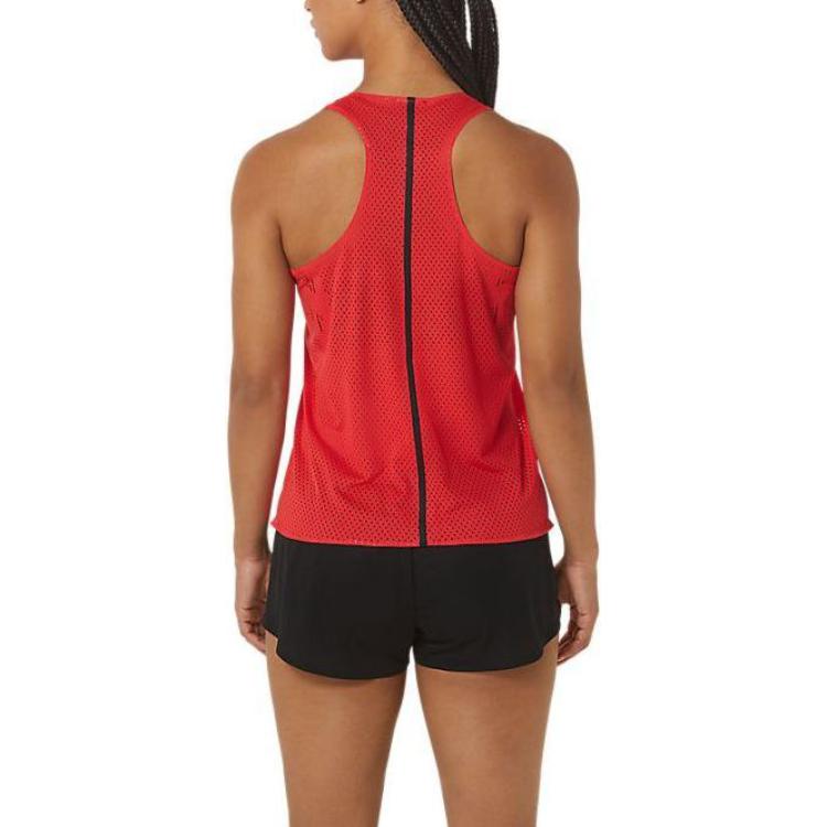 Asics Ctibreeze Jacquard Singlet Solid Color Casual Round Neck Sleeveless Vest Women tops Red 2092A379-602
