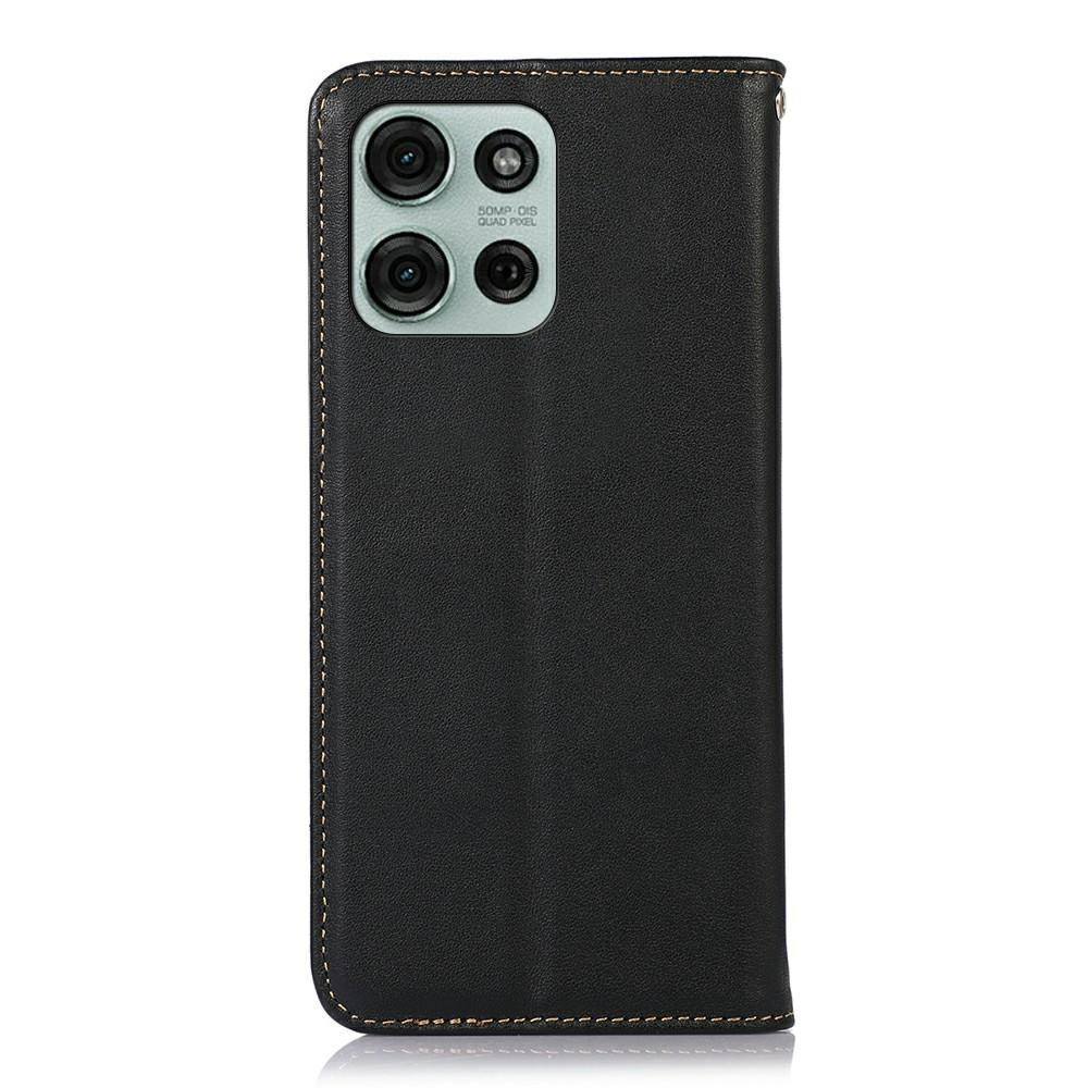 KHAZNEH For Motorola Moto G75 5G Case Genuine Cow Leather Wallet Phone Cover Nappa Texture