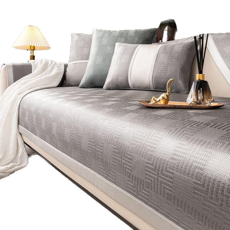 Ice Silk Sofa Cushion, Summer Mat Cushion, Light Luxury High-End Non-Slip Leather Sofa Cover, New Cover Cloth Towel