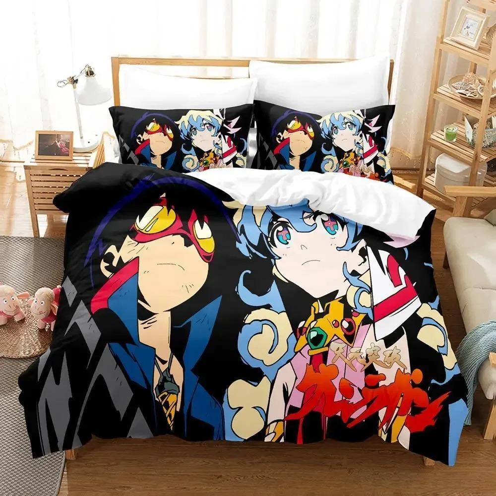 Comforter Tengen Toppa Gurren Lagann Bedding Set Single Twin Full Queen King Size Bed Set Adult Kid Bedroom s 3D Print Anime