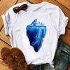 Mountain Print T-shirt Casual Harajuku T-shirt Beautiful Mountain Print Men's and Women's Trend Short Sleeve Summer polyester