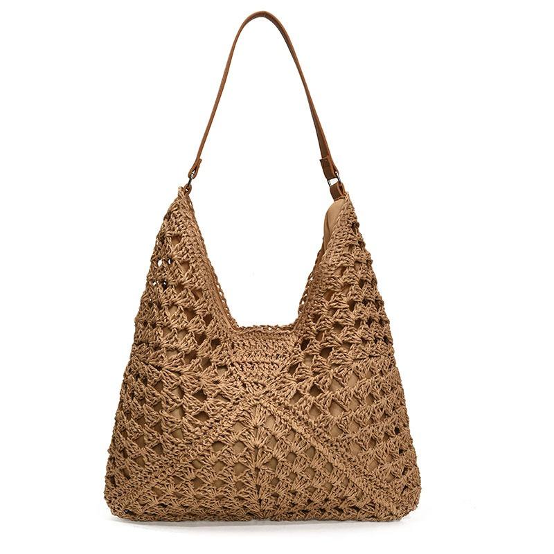 

Beach straw bag new hollowed-out literary pastoral holiday shoulder bag hand-woven tote bag хакі
