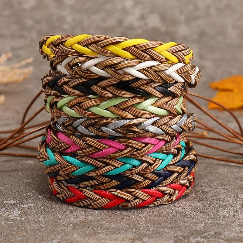 Pu Boho Chic Leather Woven Hand Bracelet Retro Womens Christmas Gift Jewelry