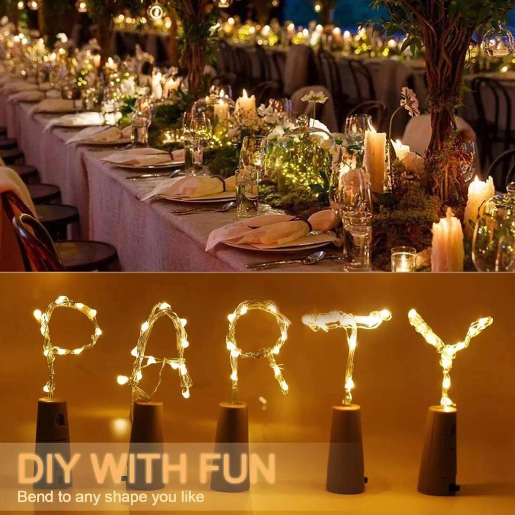 Wine Bottle Lights With Cork Battery Operated Cork Lamp 6.56FT Copper Wire Fairy Jar Lighting For Wedding Party Festival