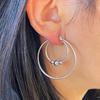 Edelstahl Übertriebener Runder Perlen Creolen Ohrring für Damen Herren Glattes Design Vintage Doppelringe Ohrring Persönlichkeits Schmuck