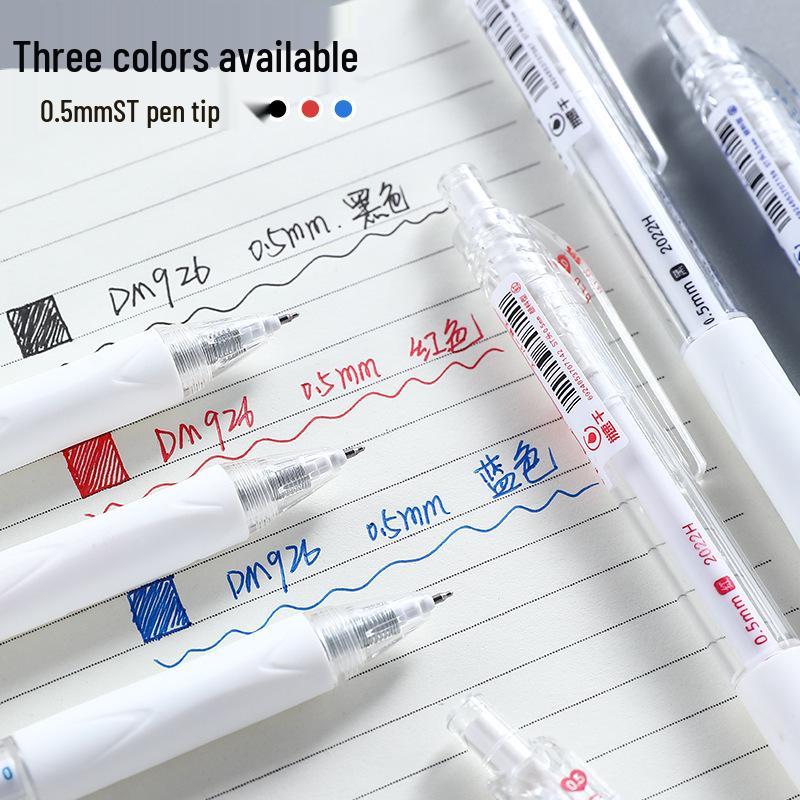 Dong Mi DM-926 Quick-Dry White Pen, Correct Posture, Transparent Gourd Tip, Needle Tube, Student Press-Type Neutral Pen.