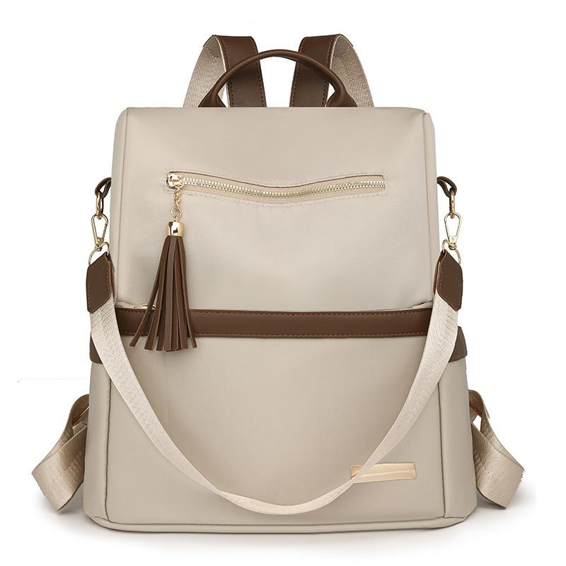 Tassel Backpack Women's Color Contrast Travel Small Backpack Student Schoolbag