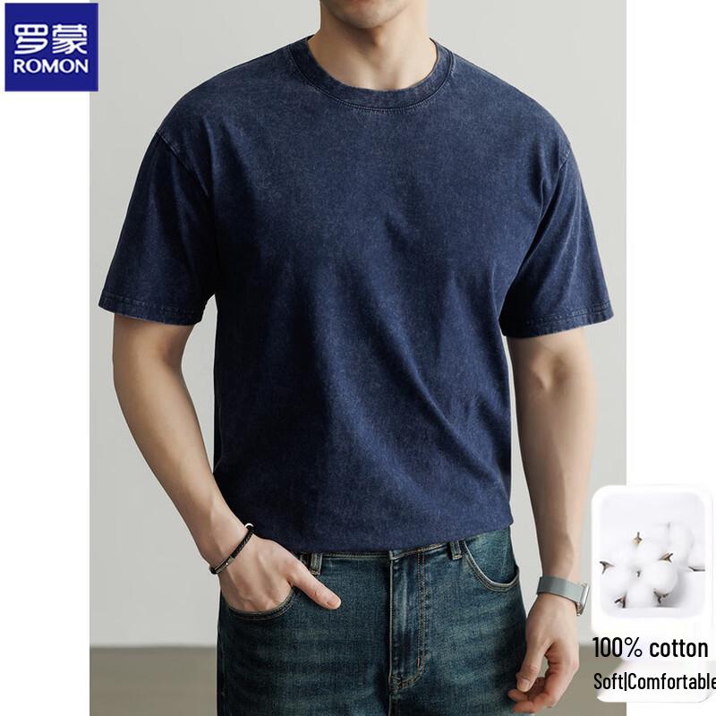 ROMON Atmungsaktives Herren-T-Shirt aus reiner Baumwolle mit kurzen Ärmeln