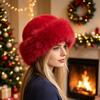 Women's Warm Christmas Hat with Round for Winter Holiday Festive Wear