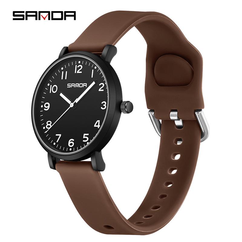 Sanda Quarzuhr Wasserdicht Leise Doppelkalender Unisex Uhr für Prüfung und Studium