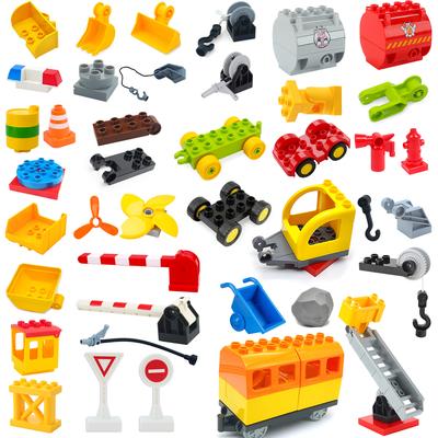Große Bausteine Konstruktion Verkehrsmaschinen Kreativität Autozubehör Kran Bagger Steine Spielzeug Für Kinder Babygeschenk