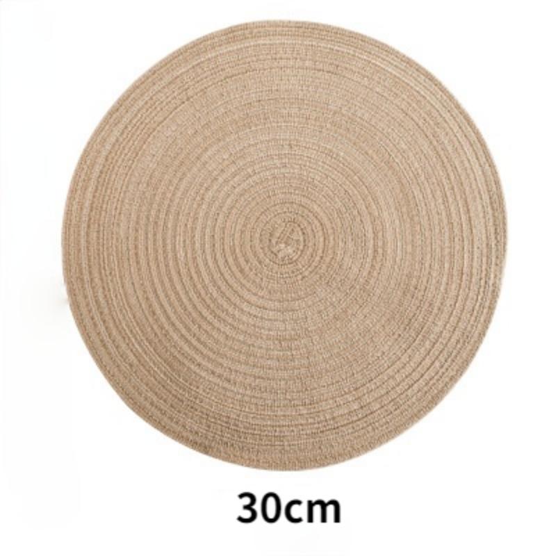 Round Table Mat Woven Ramie Placemats Anti Slip Dining Table Mats Non-Slip Tableware Bowl Pads Kitchen Drink Cup Coasters