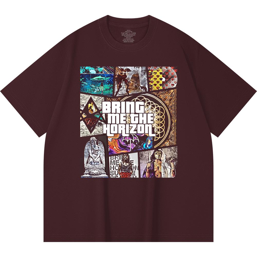 230 g/m² 100% katoenen heavy metal T-shirt met rockband- en popmuziekprint, unisex T-shirt van zwaar katoen.