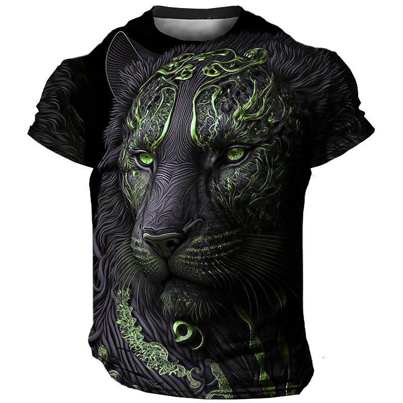 2026 Men's Animal Fierce Tiger Stripe T shirt 3D Print Short Sleeve T-shirt Outdoor Sports Top Oversized Casual Daily Streetwear