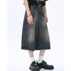 Women's Retro Large Size Denim Shorts Unisex Style Wide Leg Capris Vintage Street Summer Female High Waist Loose Short Jeans