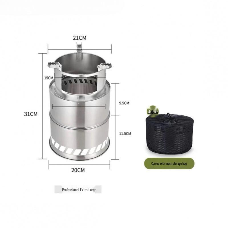 Compact Outdoor Wood Cooking Stove - Portable Firewood Stove for Travel