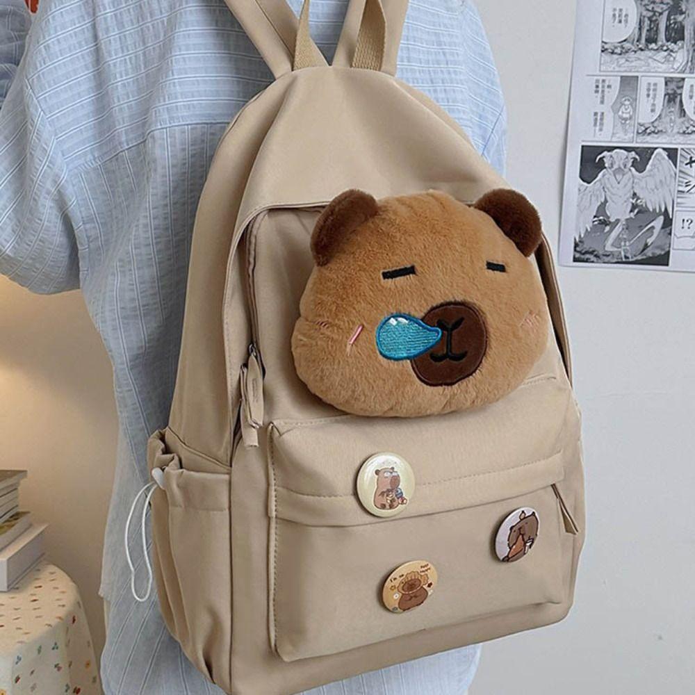 Large Capacity Capybara Backpack Adjustable Shoulder Straps Children Bookbag  Kids