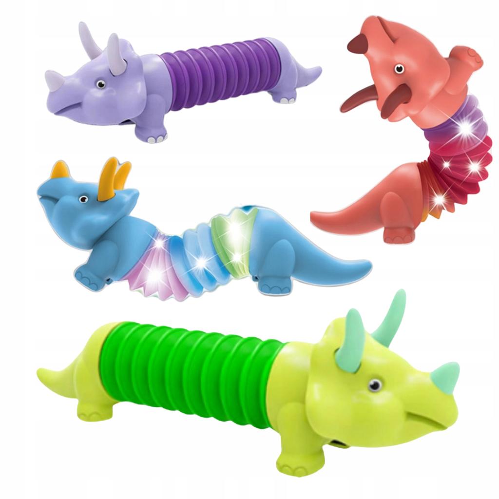 Sensory Caterpillar Anti-Stress Pop Tube LED Triceratops Dino Luminous