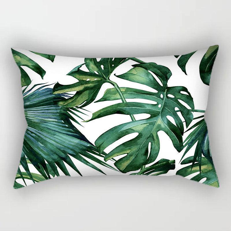 Tropical Plant Pattern Rectangular Polyester Pillowcase, Sofa Living Room Decorative Cushion Cover, Bedroom Bedside Pillow Cover