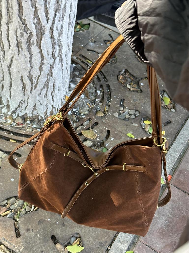 2024 Women's Large Capacity Suede Tote: Autumn/Winter Casual Shoulder & Crossbody Bag