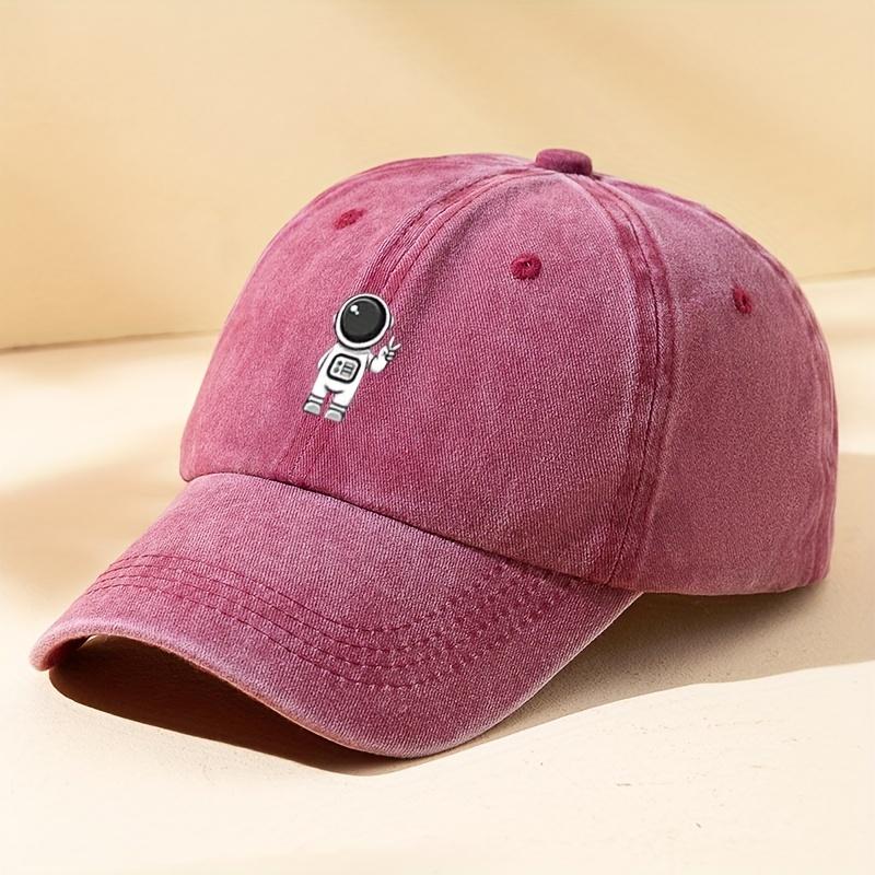 Mens Washed Baseball Cap Astronaut Print Cartoon Peaked Cap Ideal Choice For GiftsAppropriate for Any Season