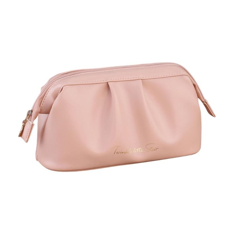 Travel Cosmetic Bag 10x21x12cm PU Leather Large Capacity for Woman and Girls Keeping Cosmetics Organized