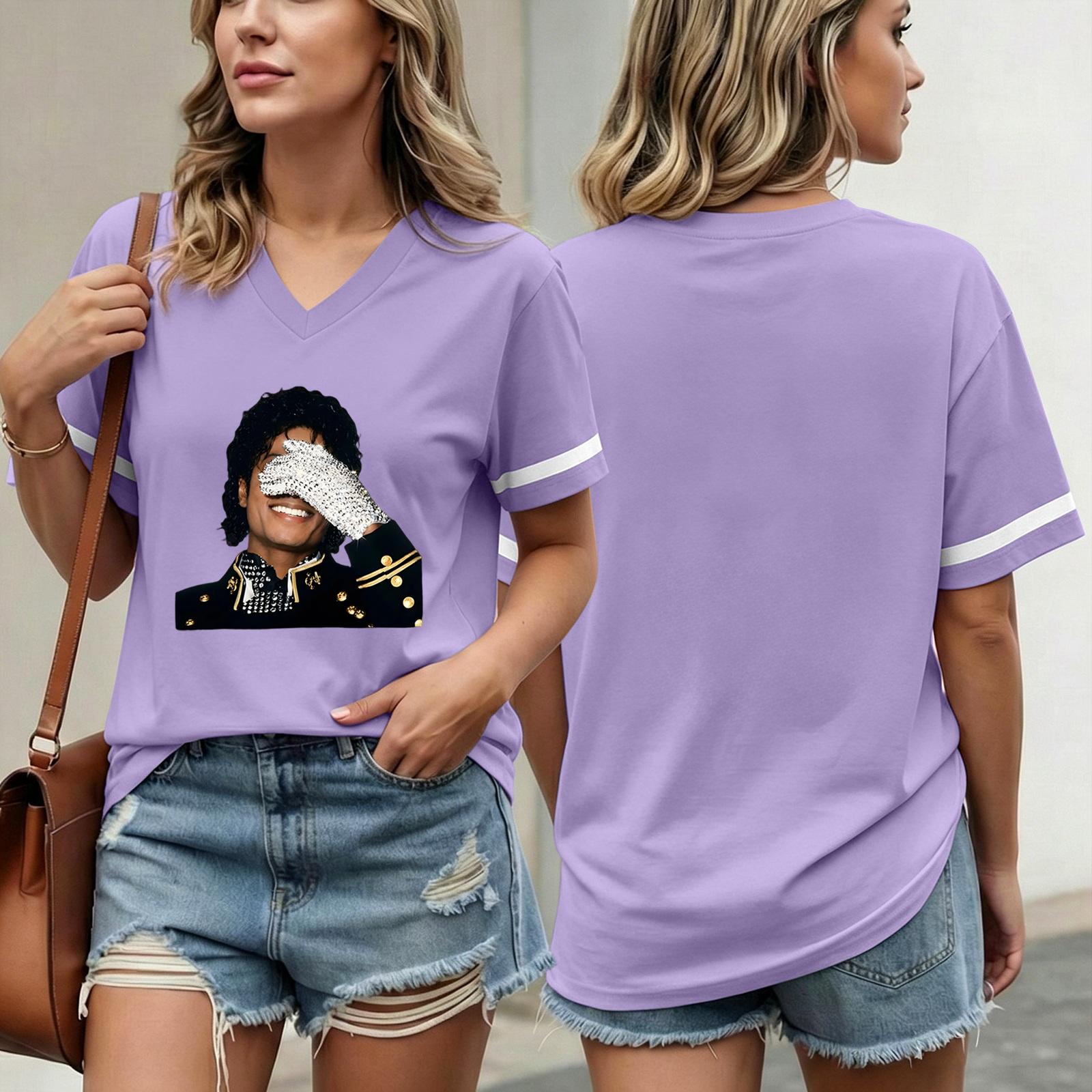 

Women s Casual Short Sleeve V Neck T Shirt with Graphic Print Relaxed Fit Lightweight Top for Everyday Wear XXL фіолетовий
