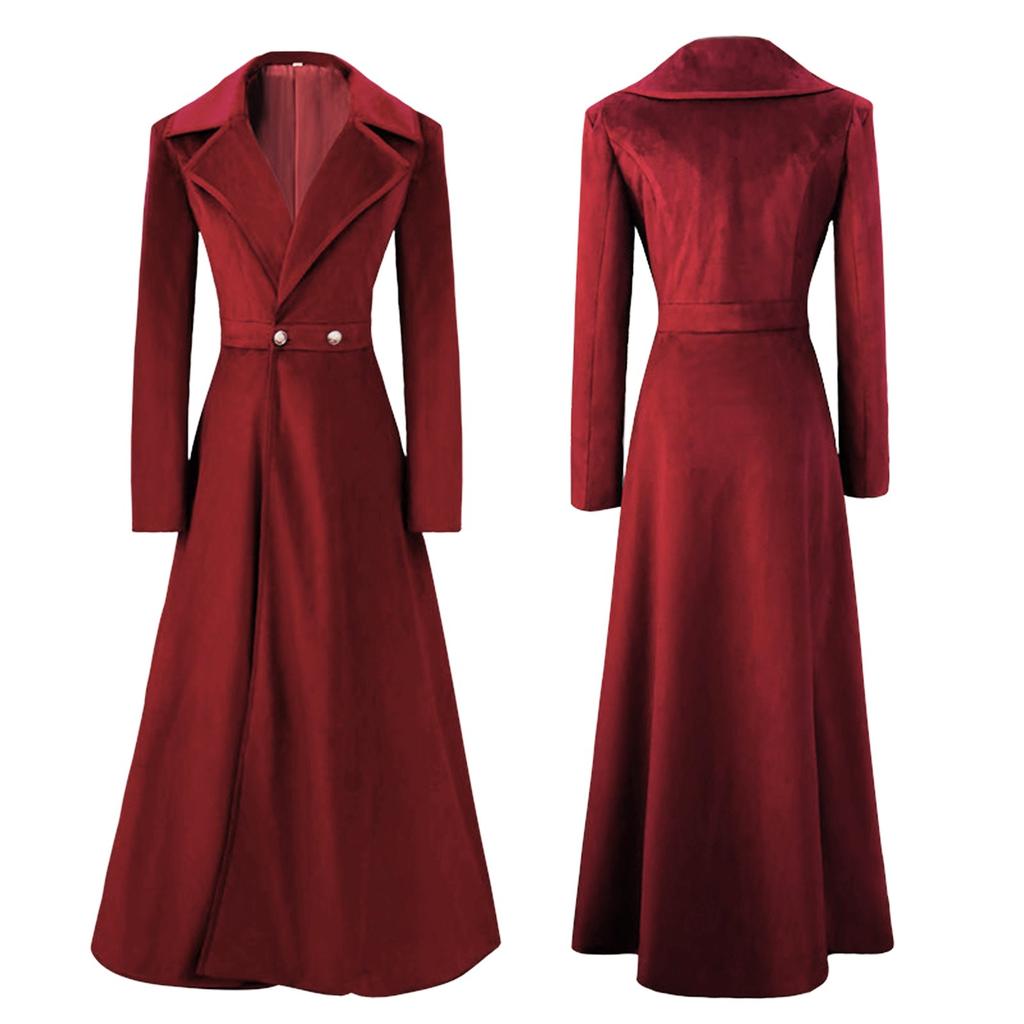 Γυναικείο μακρυμάνικο μπουφάν με μακρύ βελούδινο παλτό με μακρυμάνικο κουμπιά