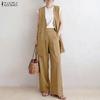 ZANZEA Women Sleeveless Long Vest and Long Pants Casual Two Piece Suit Sets