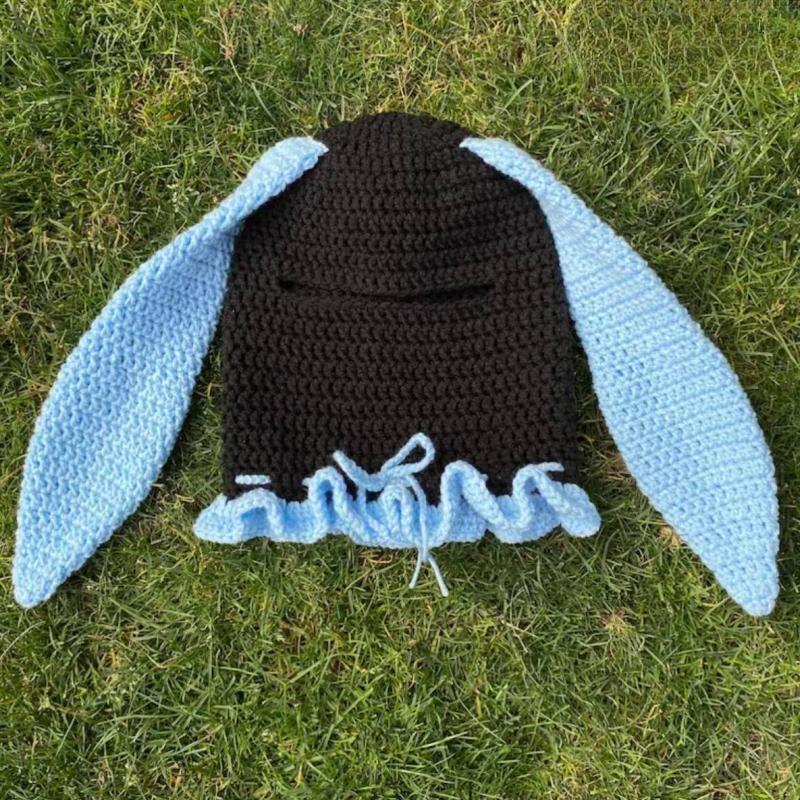 Knitted Hollow Love Earrings Bikini Bucket Hat Dopamine Set