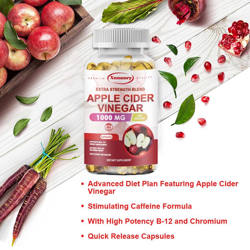 XEMENRY Apple Cider Vinegar Capsules Are Vegan Apple Cider Vinegar Capsules That Help with Healthy Weight Loss, Boost Immunity, and Suppress Appetite.