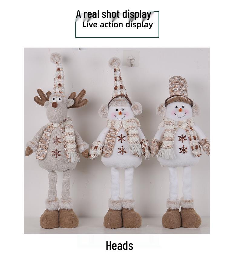 Telescopic Christmas Snowman and Knitted Reindeer Ornaments for Holiday Window Displays