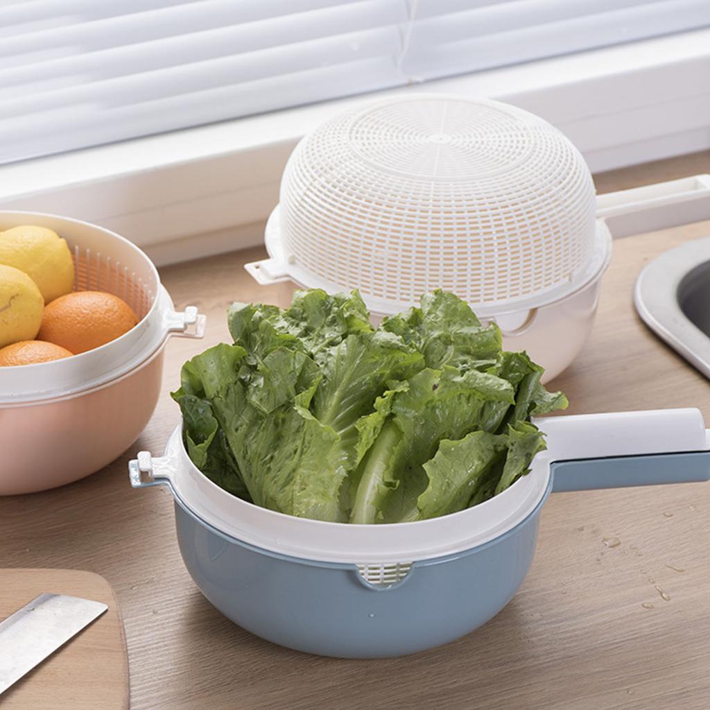 Spacious Drainer Basket with Handle Fruit Vegetable Washing Bowl Colander Kitchen Strainer Bowl for Vegetable