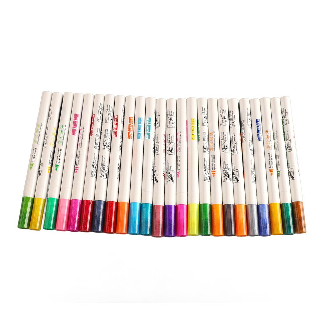 Outline Markers 24 Colors Fluorescent Ink Leakage Proof Double Line Pens for Drawing Writing Marking