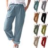 Damen Leinen Weite Hosen Elastischer Bund Lässige Lockere Hosen mit Taschen Leichte Alltags Hosen