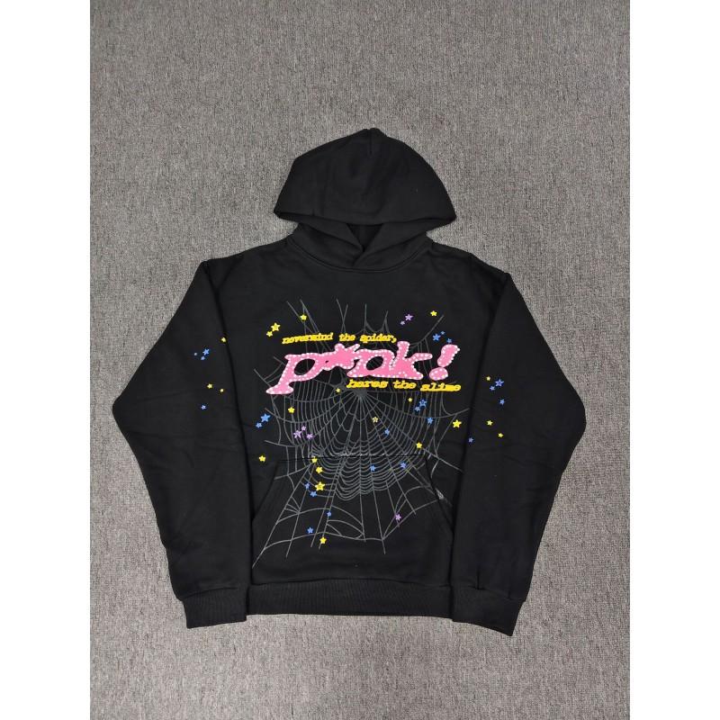 Sp5der Oversized Hoodie Herren Winter Warm Fleecegefüttert Baumwolle Grafikdruck Streetwear