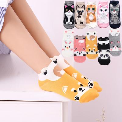Kawaii Femmes Chaussettes Courtes Drôles Mignonnes Dessin Animé Animal Chat Chien Renard Panda Lapin Coton de Haute Qualité Harajuku Décontracté Chaussettes de Cheville Chaussettes