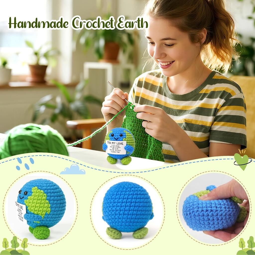 Positive Energy Crochet Earth Doll Crochet Vegetable Fruit Pickle Mini Gift Handmade Knitted Duck Ornament Home Room Decor