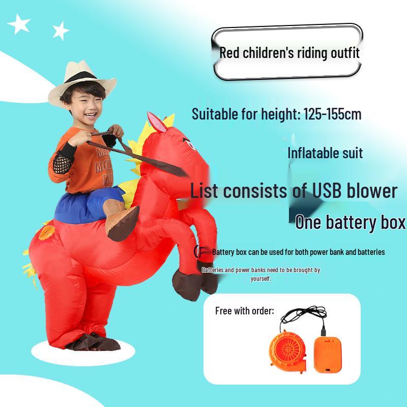 Aufblasbares Cowboy-Kostüm für Erwachsene & Kinder zum Reiten – Lustiger Festival-Performance-Anzug