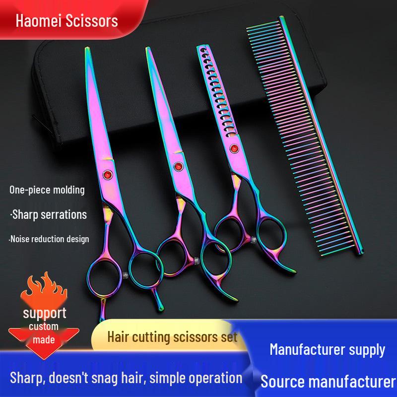 Purple 7-Inch Pet Grooming Scissors Set