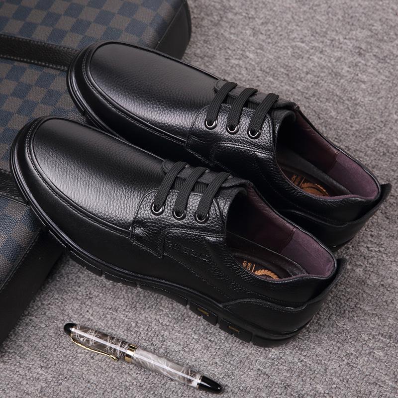 Handmade Leisure Men Shoes New Trendy Minimalist Work Shoes With Lace Up Middle-Aged Dad Formal Casual Business Leather Shoes